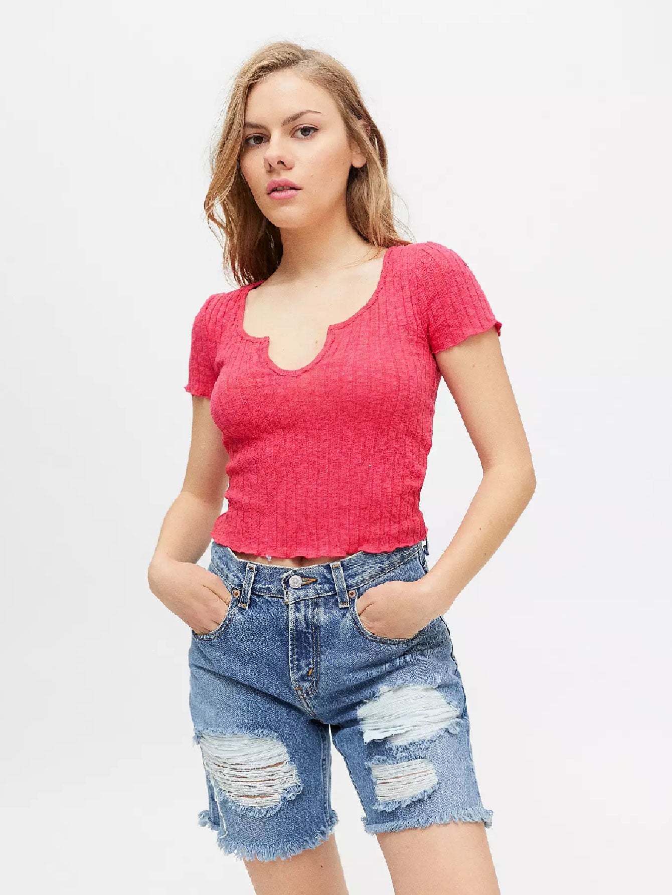 BDG Sandy Notched Neck Tee