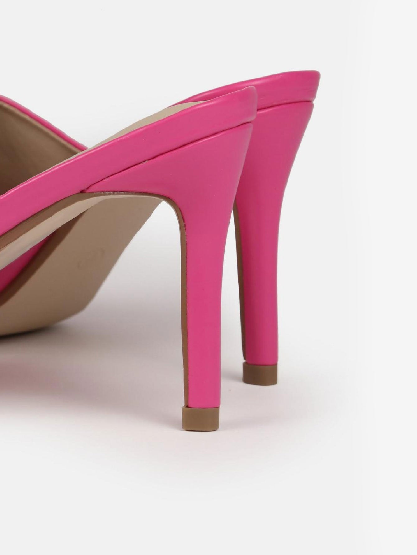 Faux Leather Mid Heel Mule Sandals 2.8inch