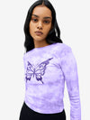 Glitter Butterfly Tie-Dye Long Sleeve Tee