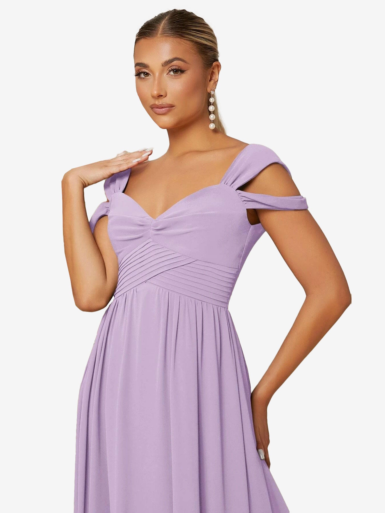 Cold Shoulder Wrap Cross Zip Back Dress