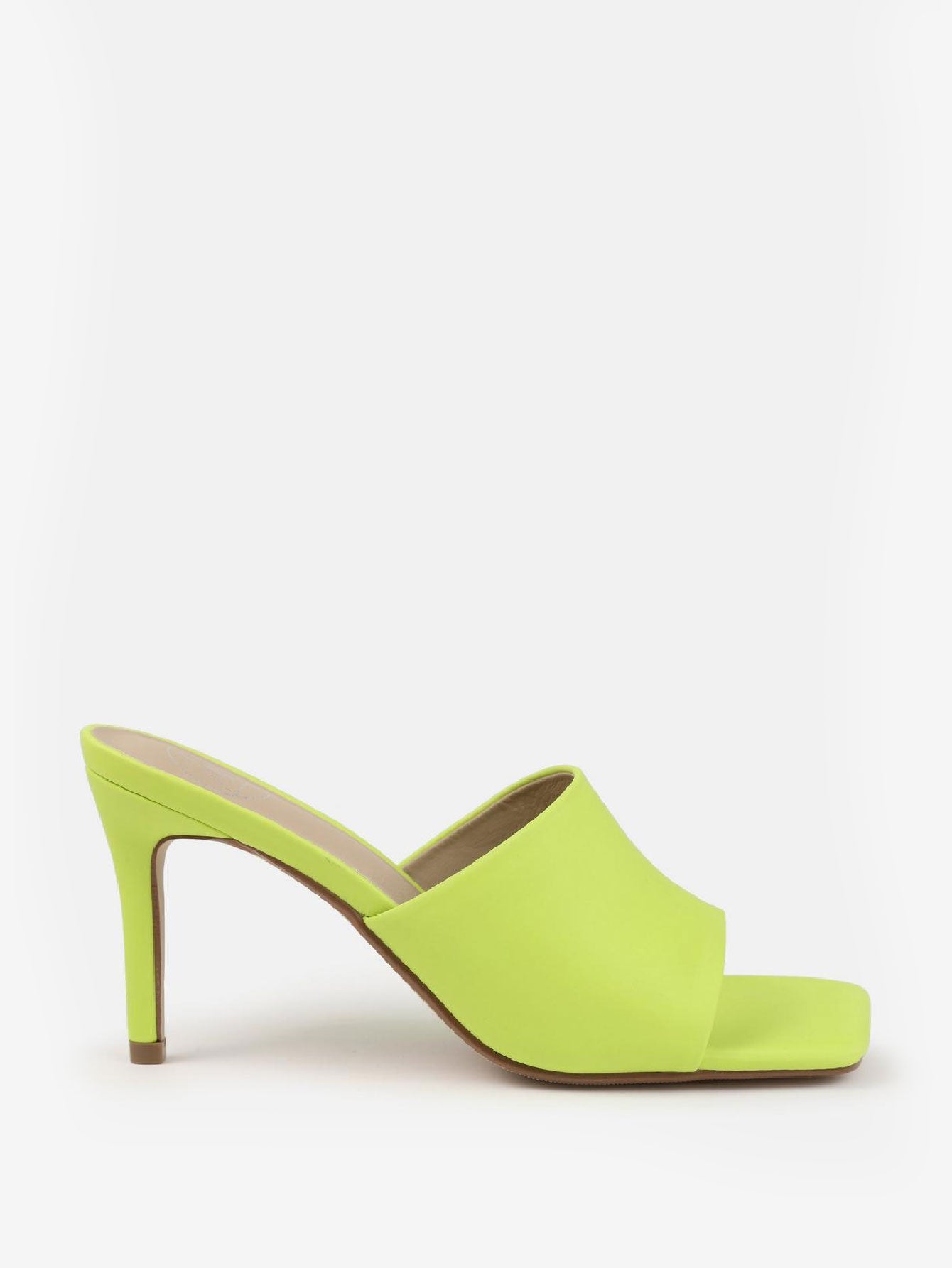 Faux Leather Mid Heel Mule Sandals 2.8inch