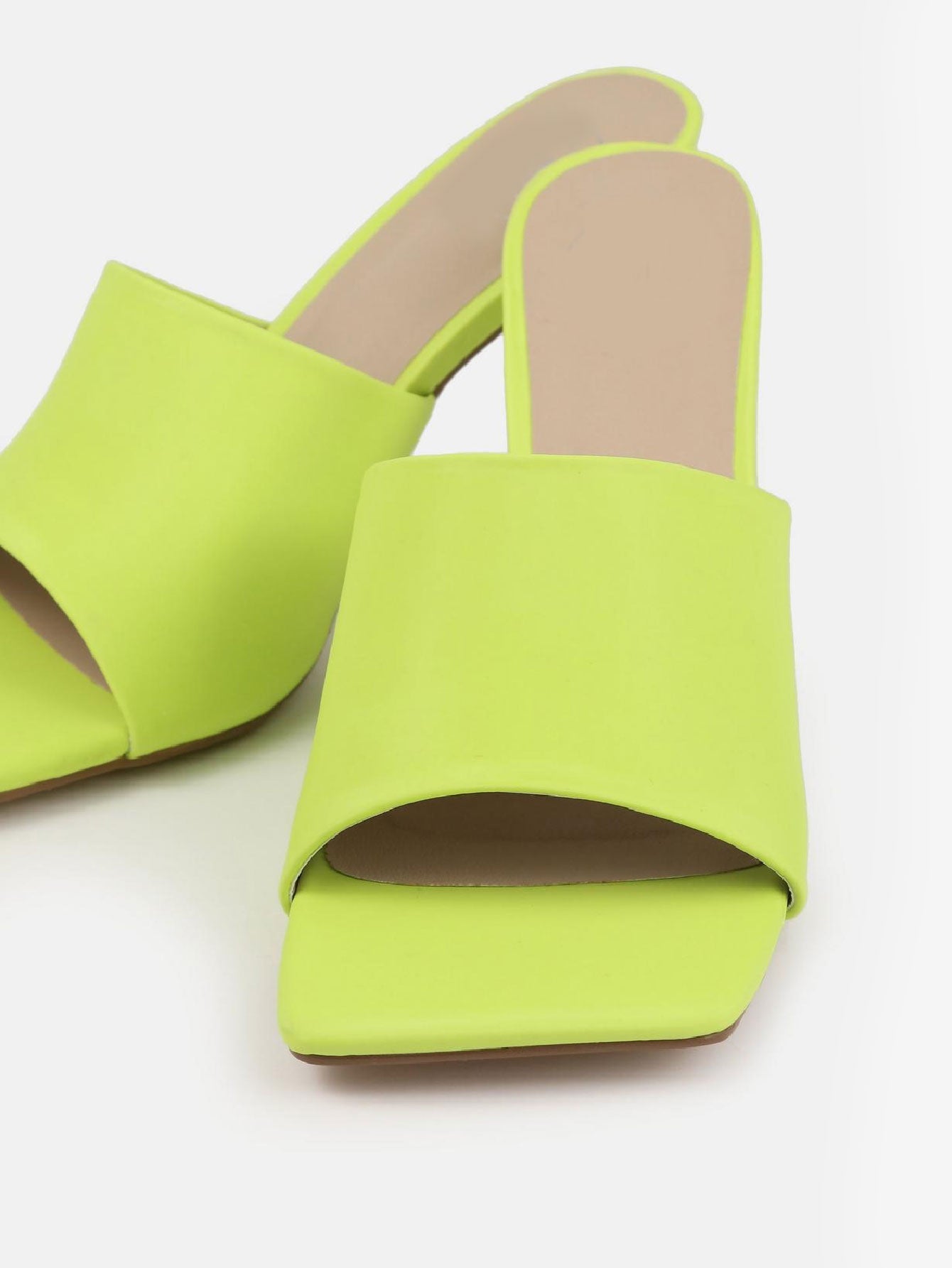 Faux Leather Mid Heel Mule Sandals 2.8inch