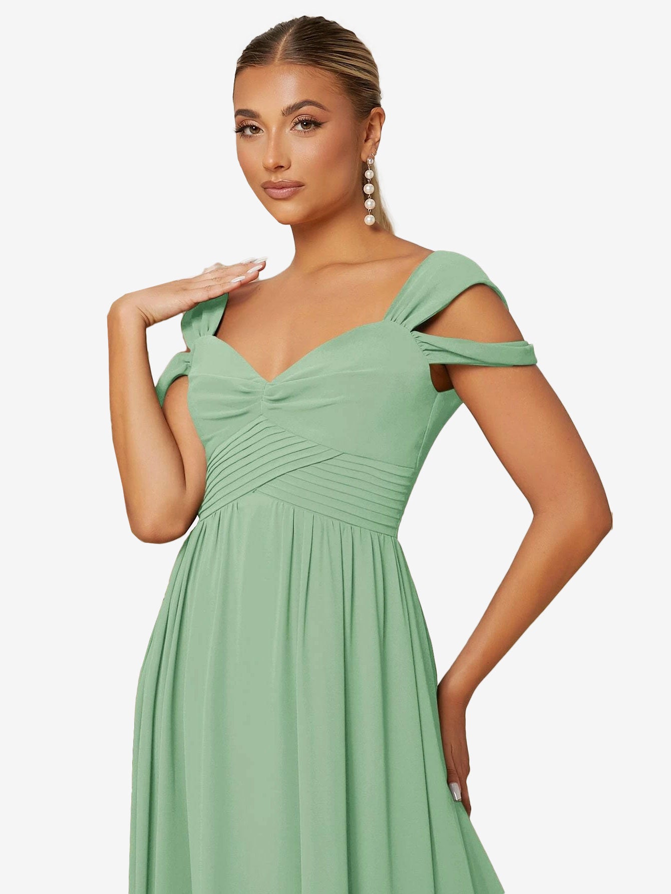 Cold Shoulder Wrap Cross Zip Back Dress