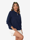 Collar Sweatshirt Long Sleeve Polo Two Buttons