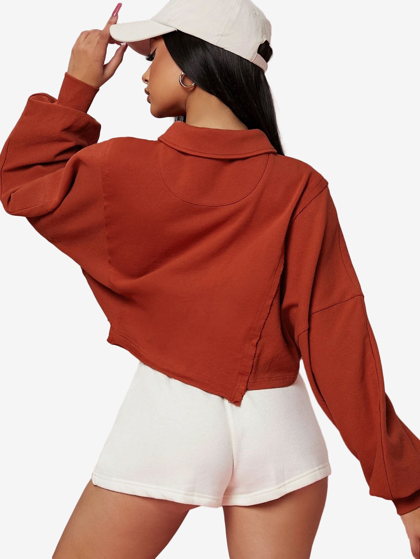 Asymmetrical Small Ruffles Solid Color Leisure