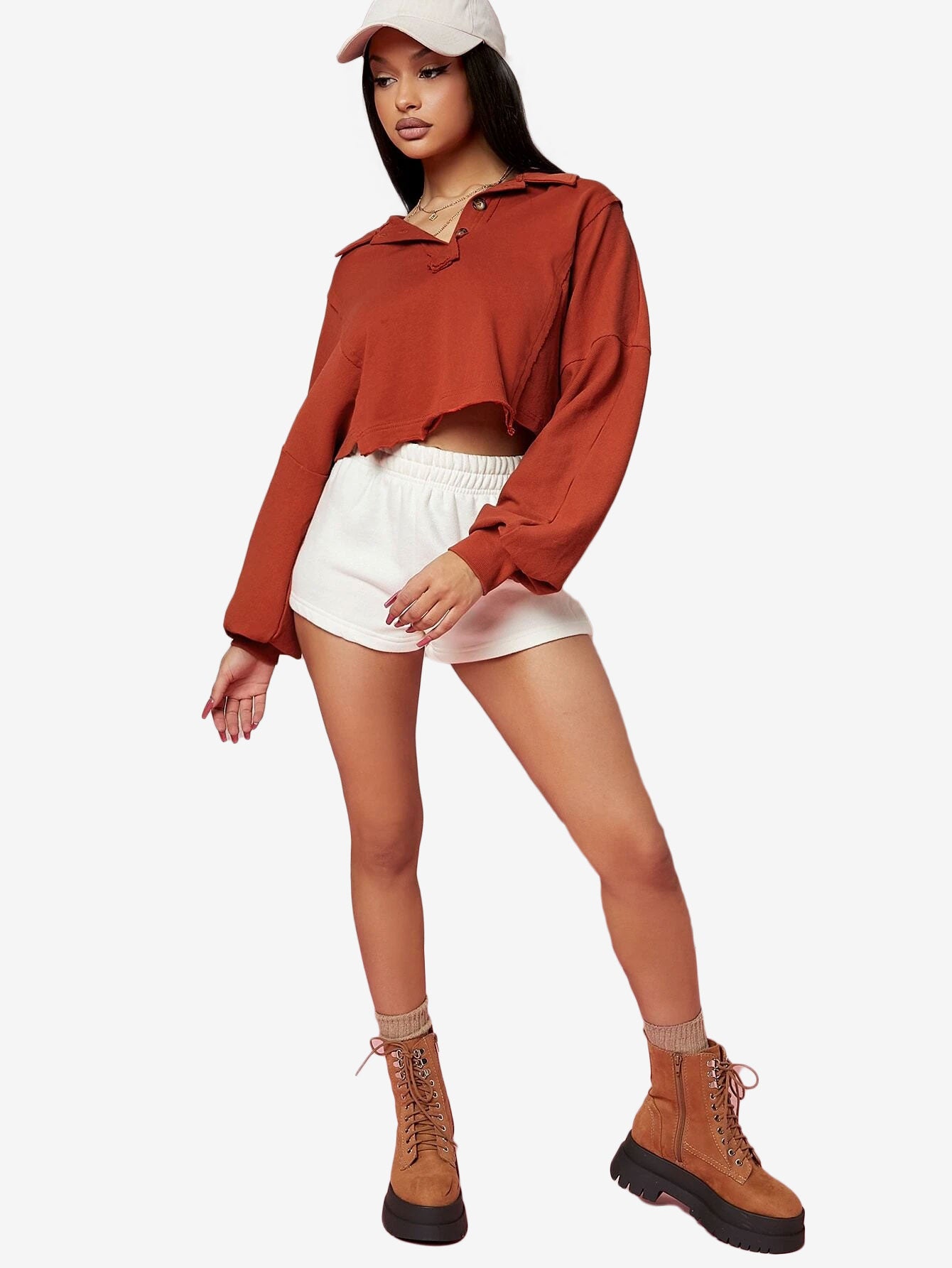 Asymmetrical Small Ruffles Solid Color Leisure