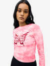 Glitter Butterfly Tie-Dye Long Sleeve Tee