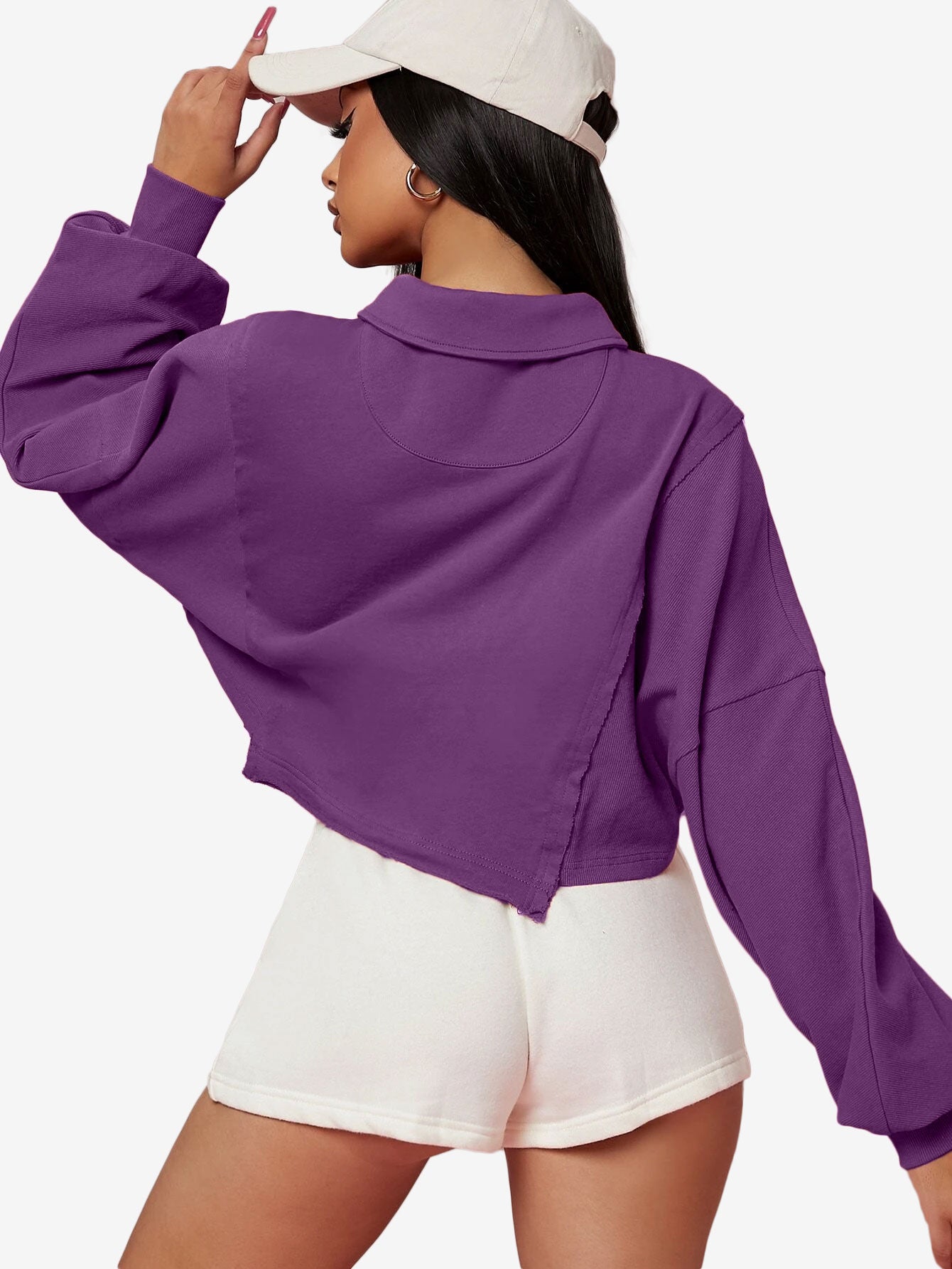 Asymmetrical Small Ruffles Solid Color Leisure