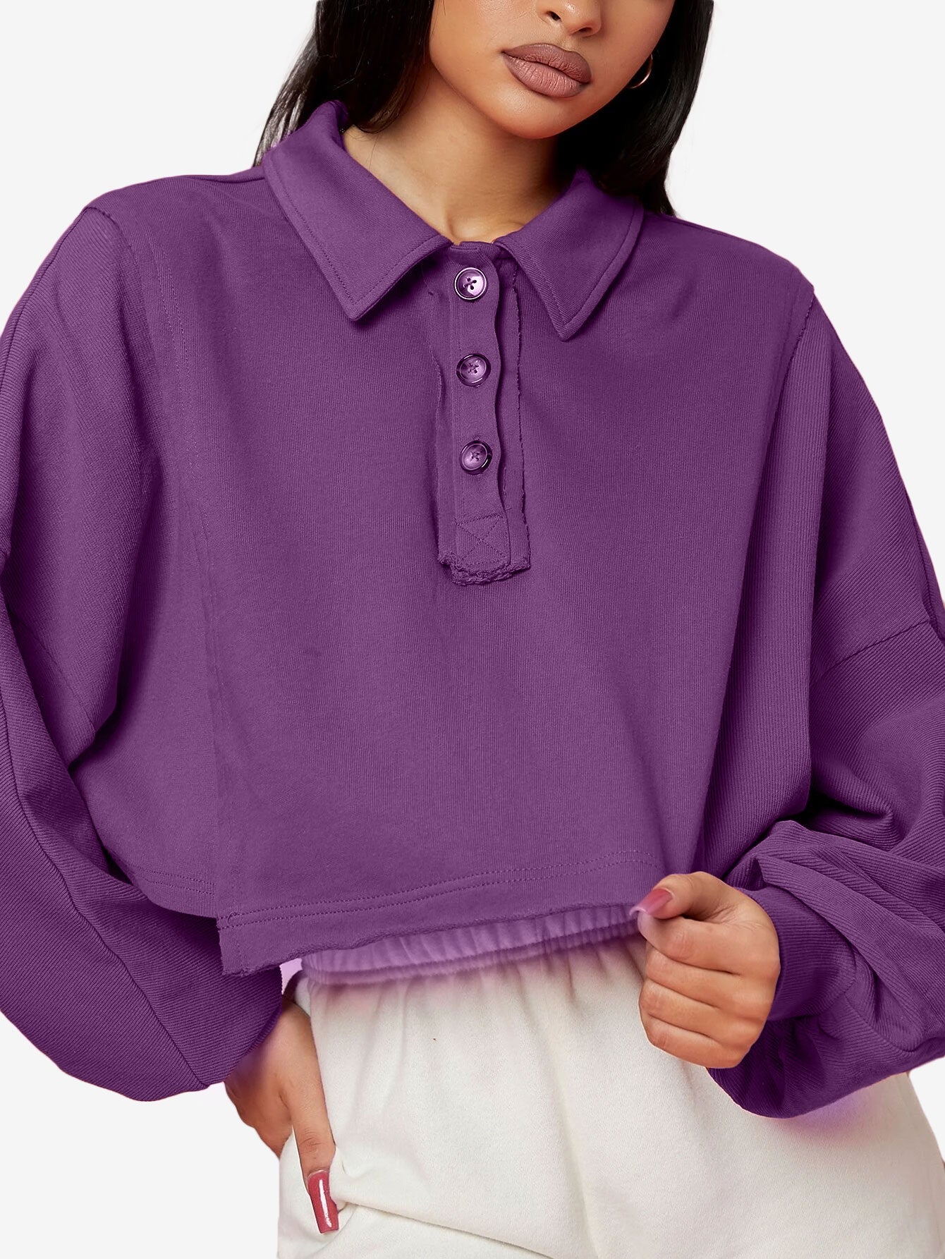 Asymmetrical Small Ruffles Solid Color Leisure