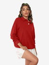 Collar Sweatshirt Long Sleeve Polo Two Buttons