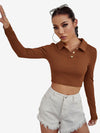 Attractive Solid Crop Polo Shirt