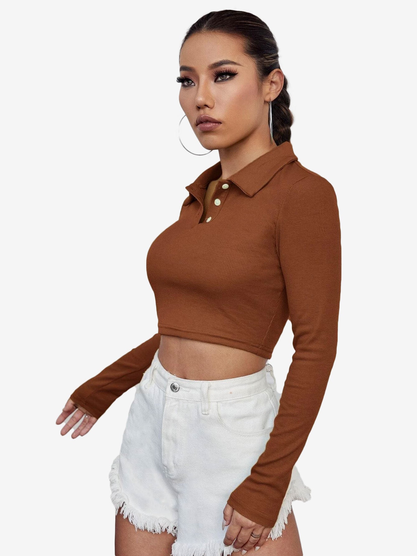 Attractive Solid Crop Polo Shirt