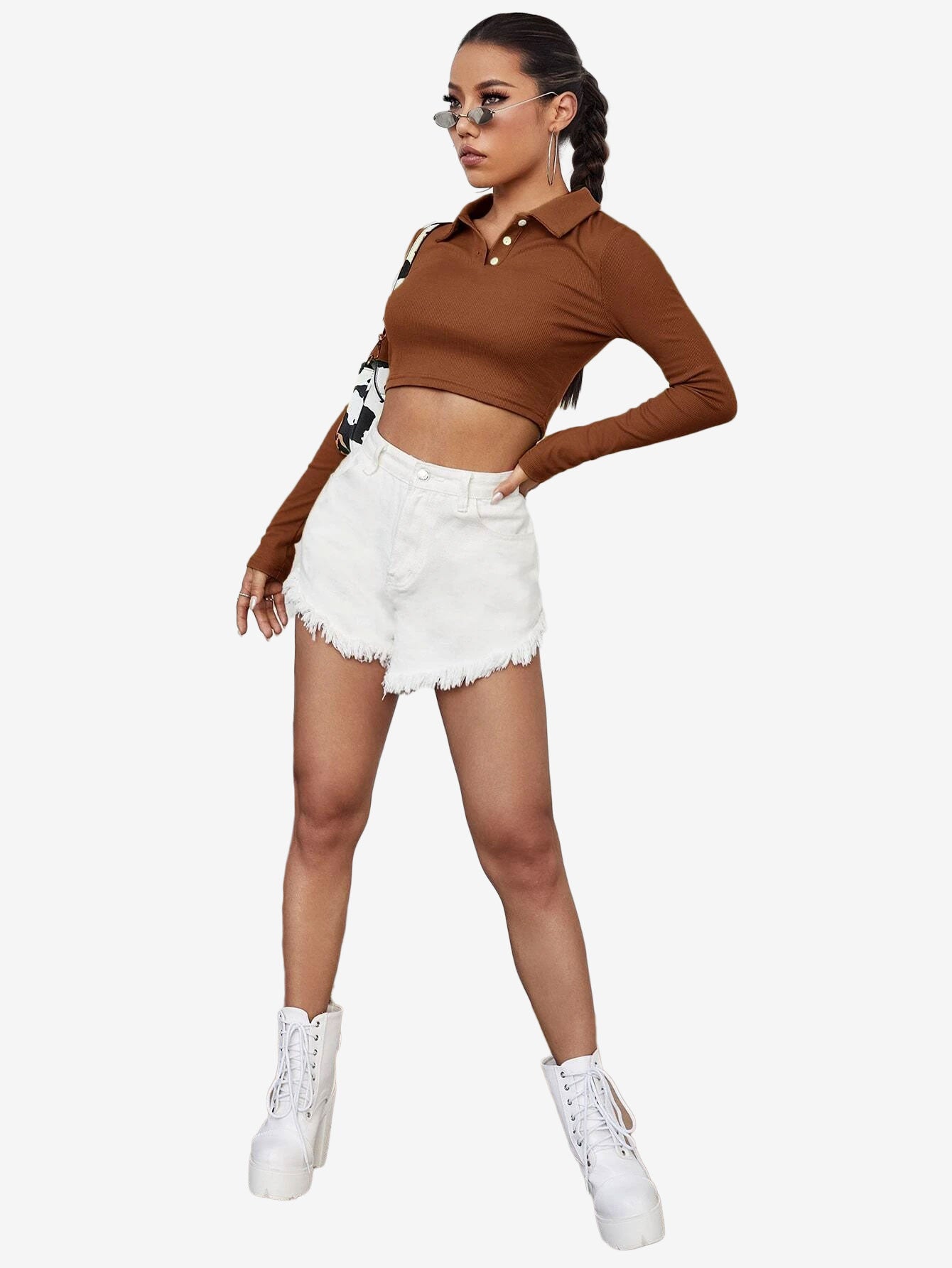 Attractive Solid Crop Polo Shirt