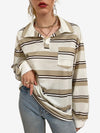 Bubblegum Striped Pocket Patched Drop Shoulder Sweatshirt
