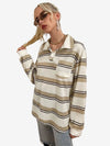 Bubblegum Striped Pocket Patched Drop Shoulder Sweatshirt