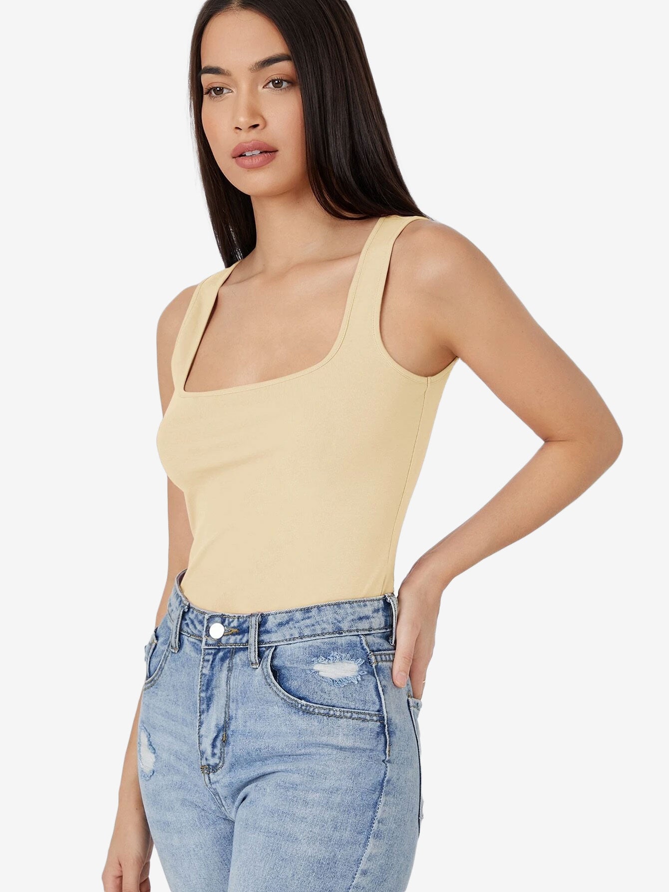 Basics Scoop Neck Solid Tank Top