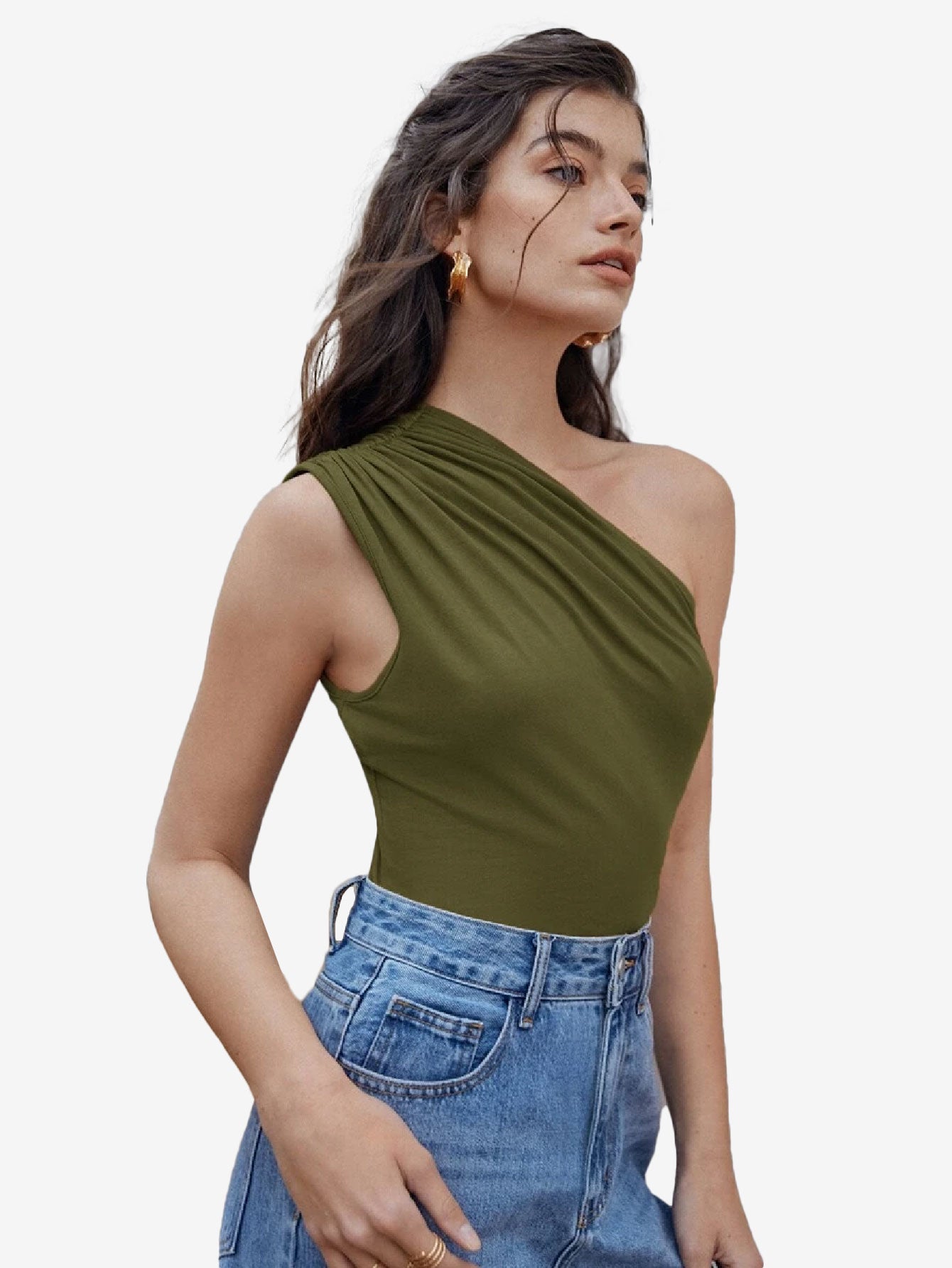 Captivate Ruched One Shoulder Solid Bodysuit