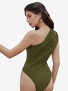 Captivate Ruched One Shoulder Solid Bodysuit