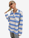 Bubblegum Striped Pocket Patched Drop Shoulder Sweatshirt
