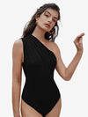 Captivate Ruched One Shoulder Solid Bodysuit