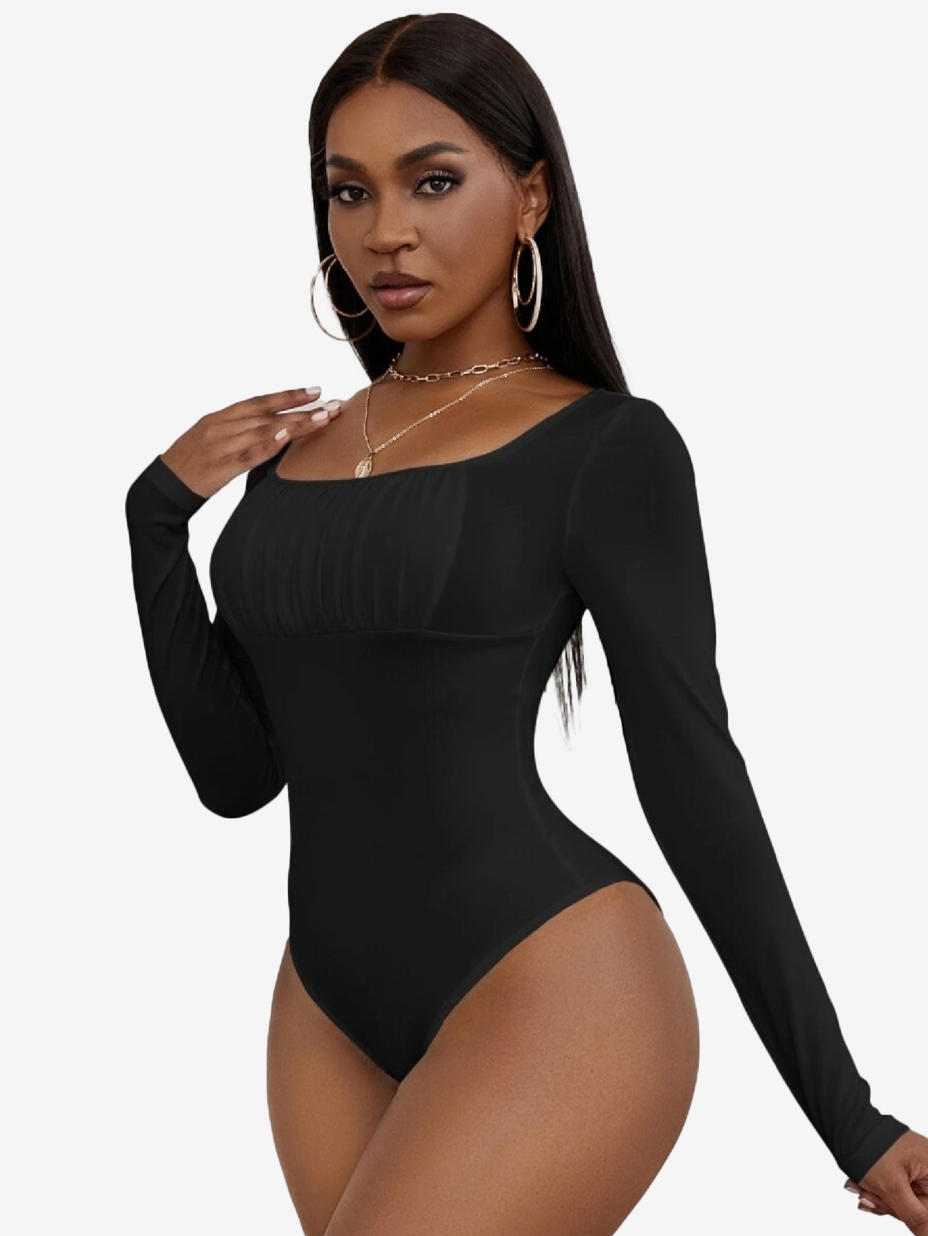 Allure Scoop Neck Ruched Bust Bodysuit