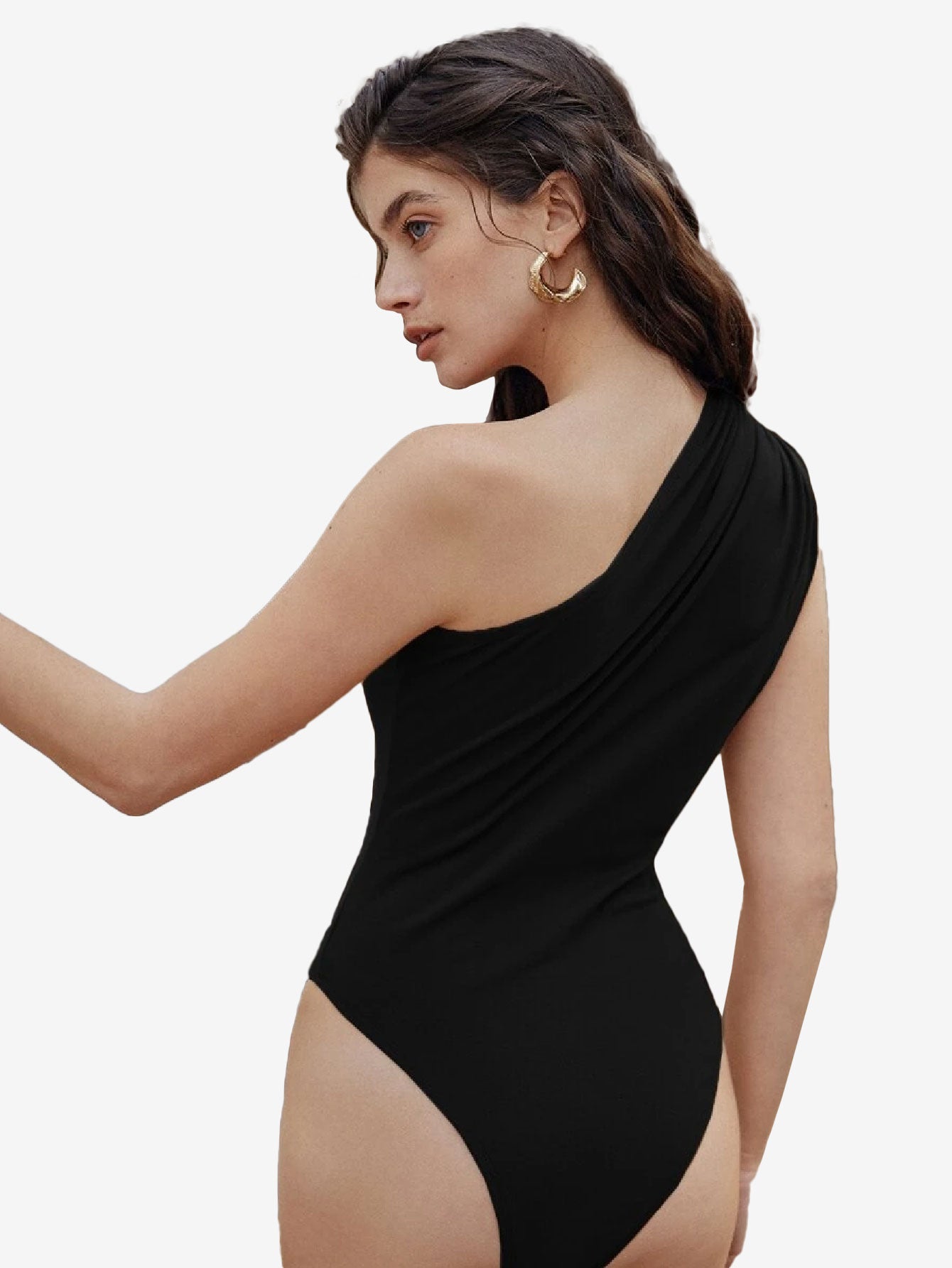 Captivate Ruched One Shoulder Solid Bodysuit