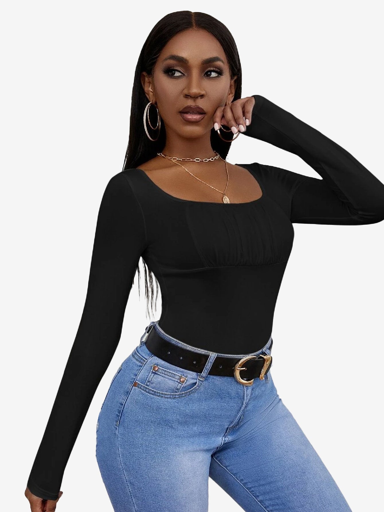 Allure Scoop Neck Ruched Bust Bodysuit