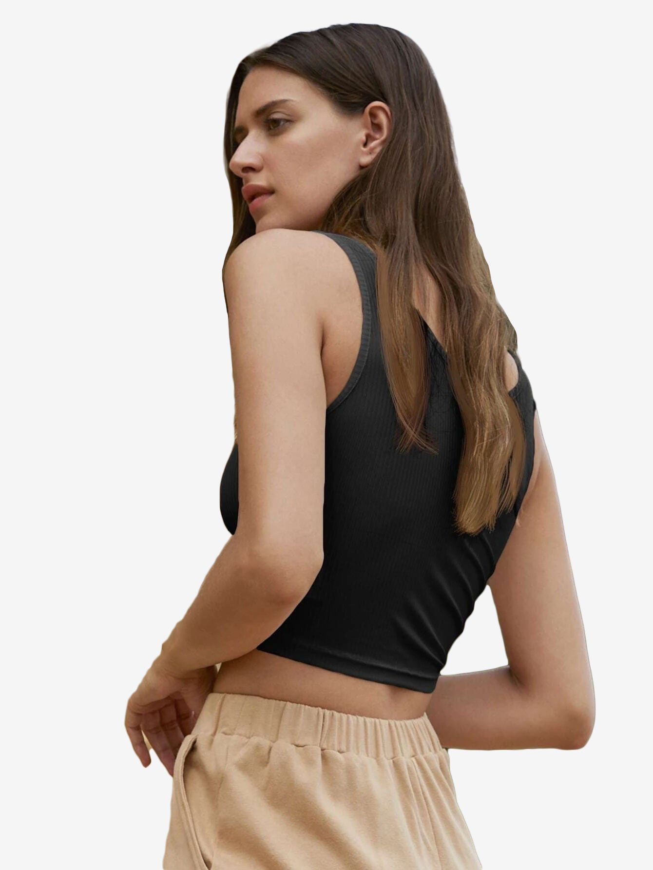 Catchy Rib-knit Crop Tank Top