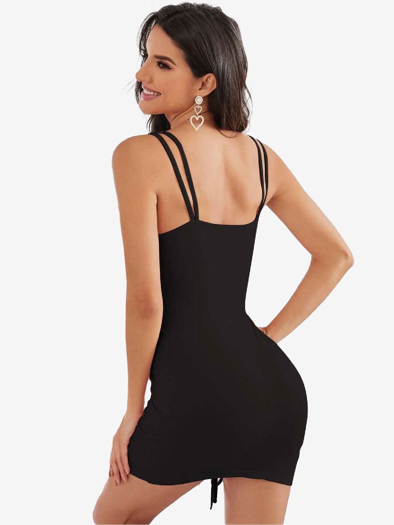 Drawstring Front Mini Cami Bodycon Dress