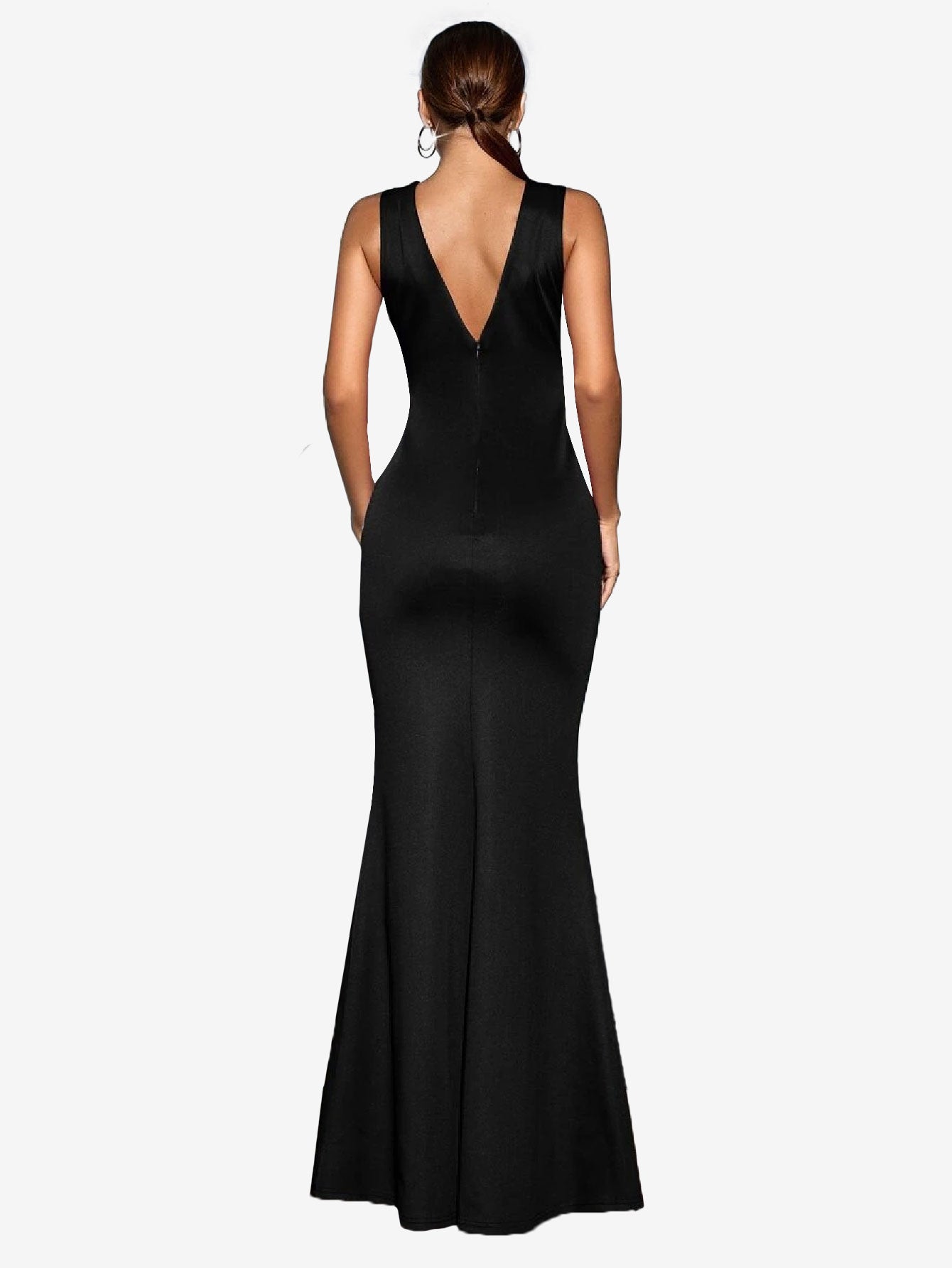 Arouse Surplice Neck Split Thigh Zipper Back Maxi Prom Dress