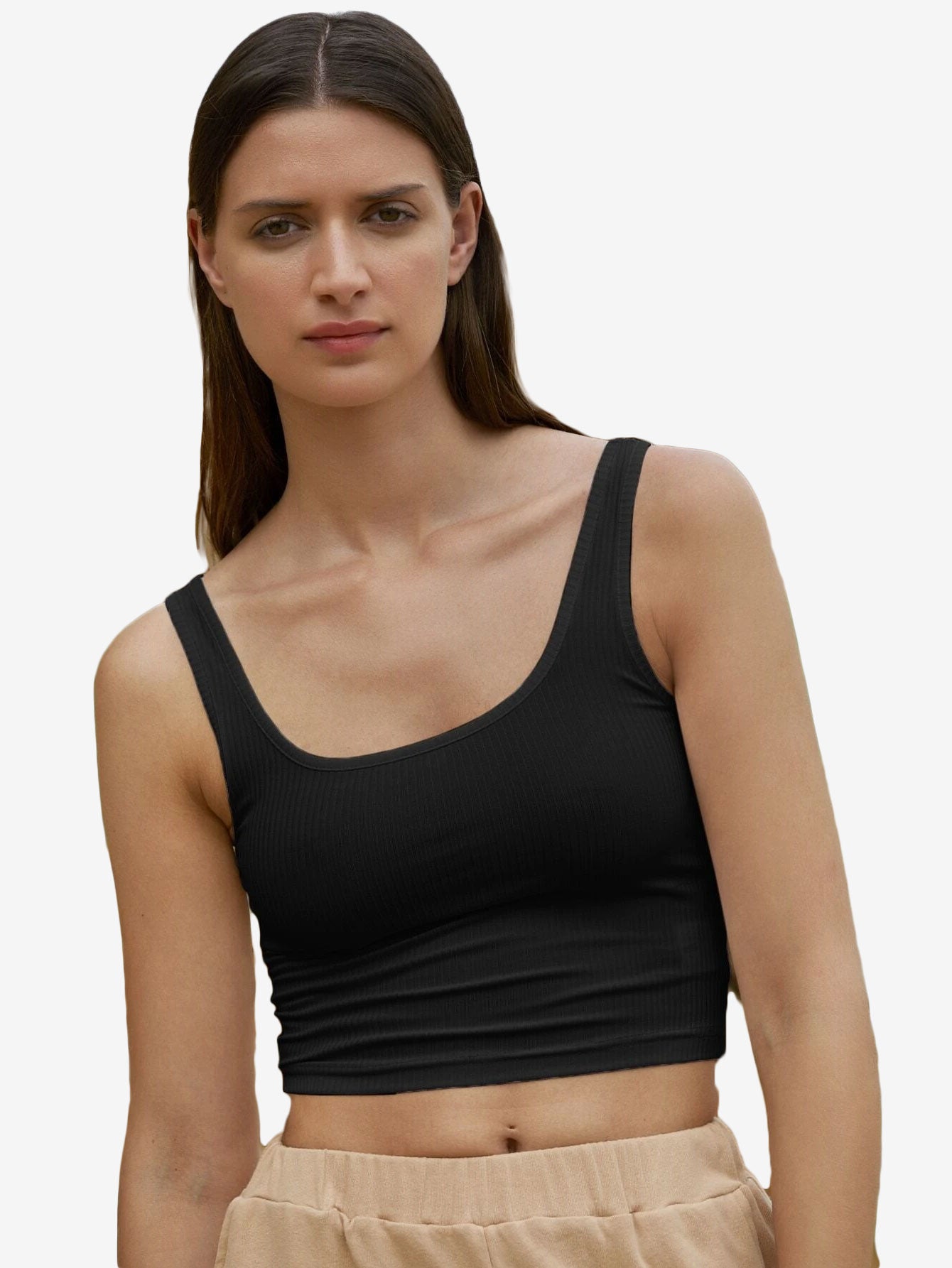Catchy Rib-knit Crop Tank Top
