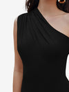 Captivate Ruched One Shoulder Solid Bodysuit