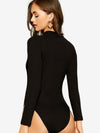 Attractive Mock-Neck Raglan Sleeve Bodysuit