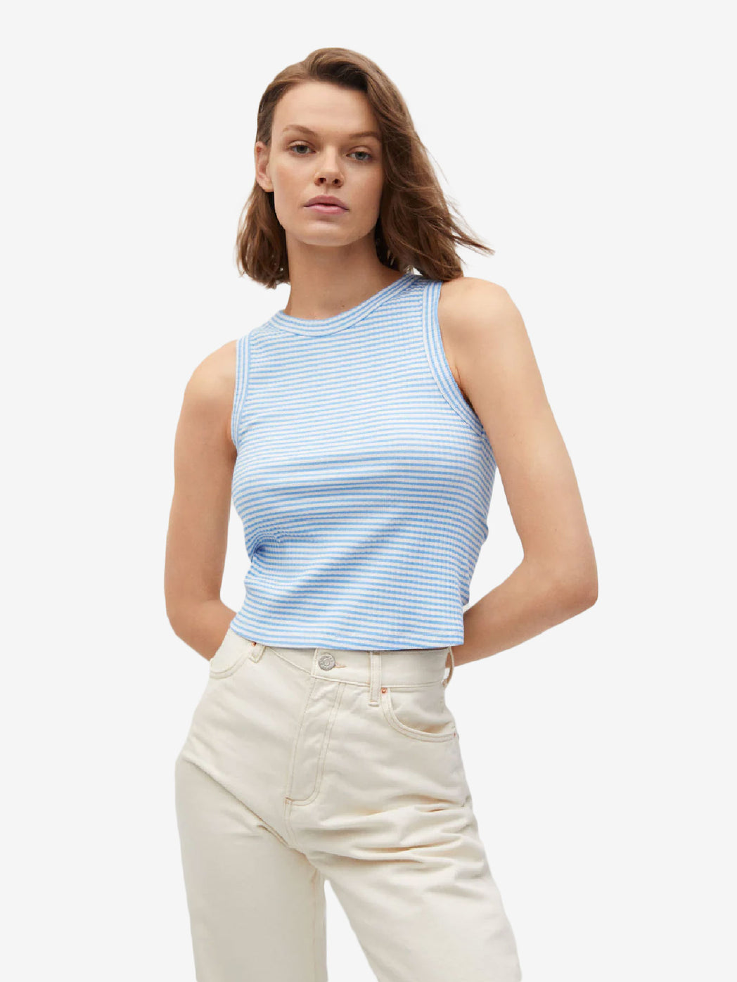 High Collar Ribbed Top