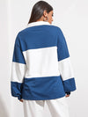 Button Half Placket Colorblock Sweatshirt