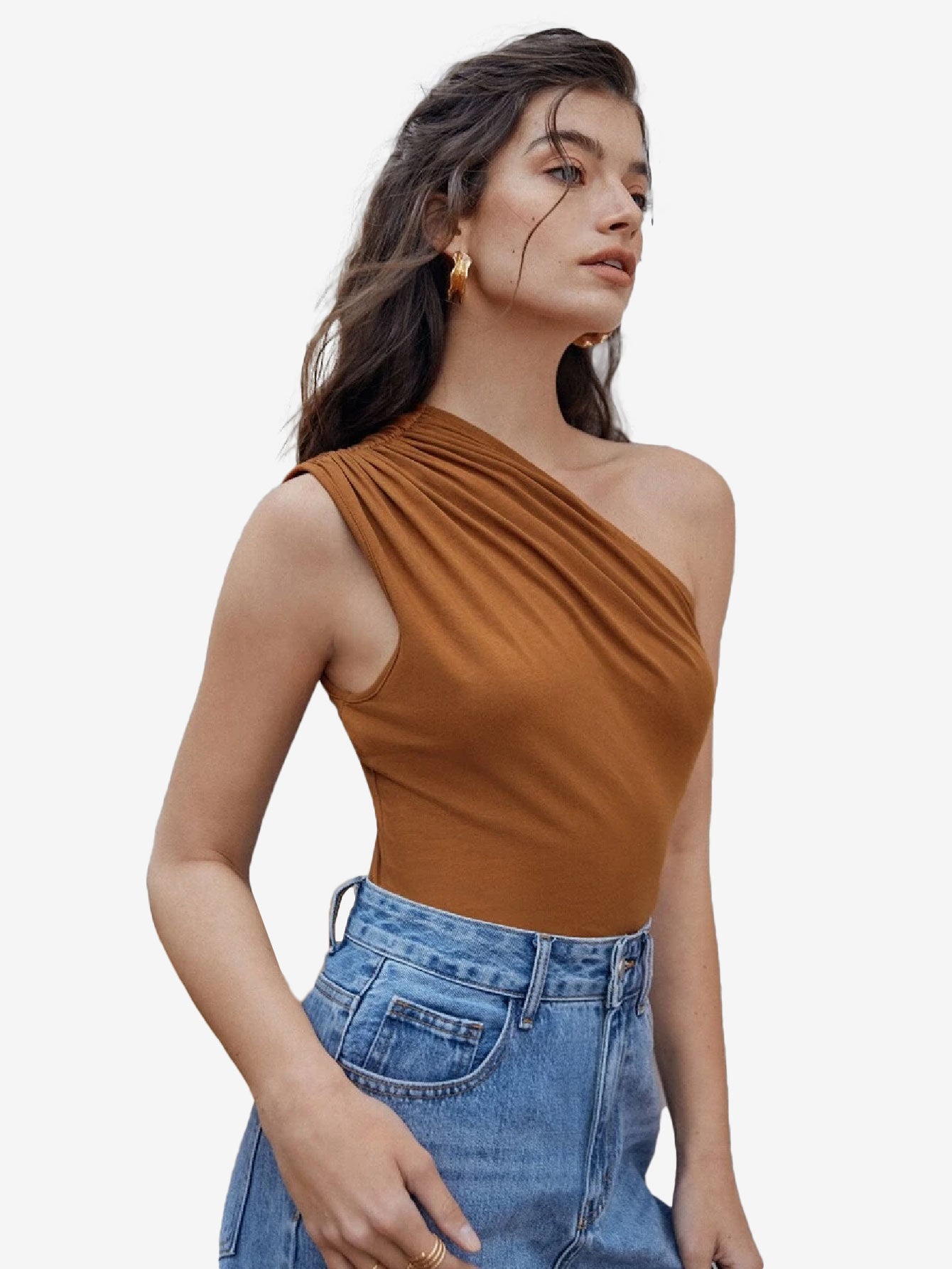 Captivate Ruched One Shoulder Solid Bodysuit