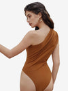 Captivate Ruched One Shoulder Solid Bodysuit