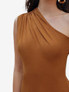 Captivate Ruched One Shoulder Solid Bodysuit