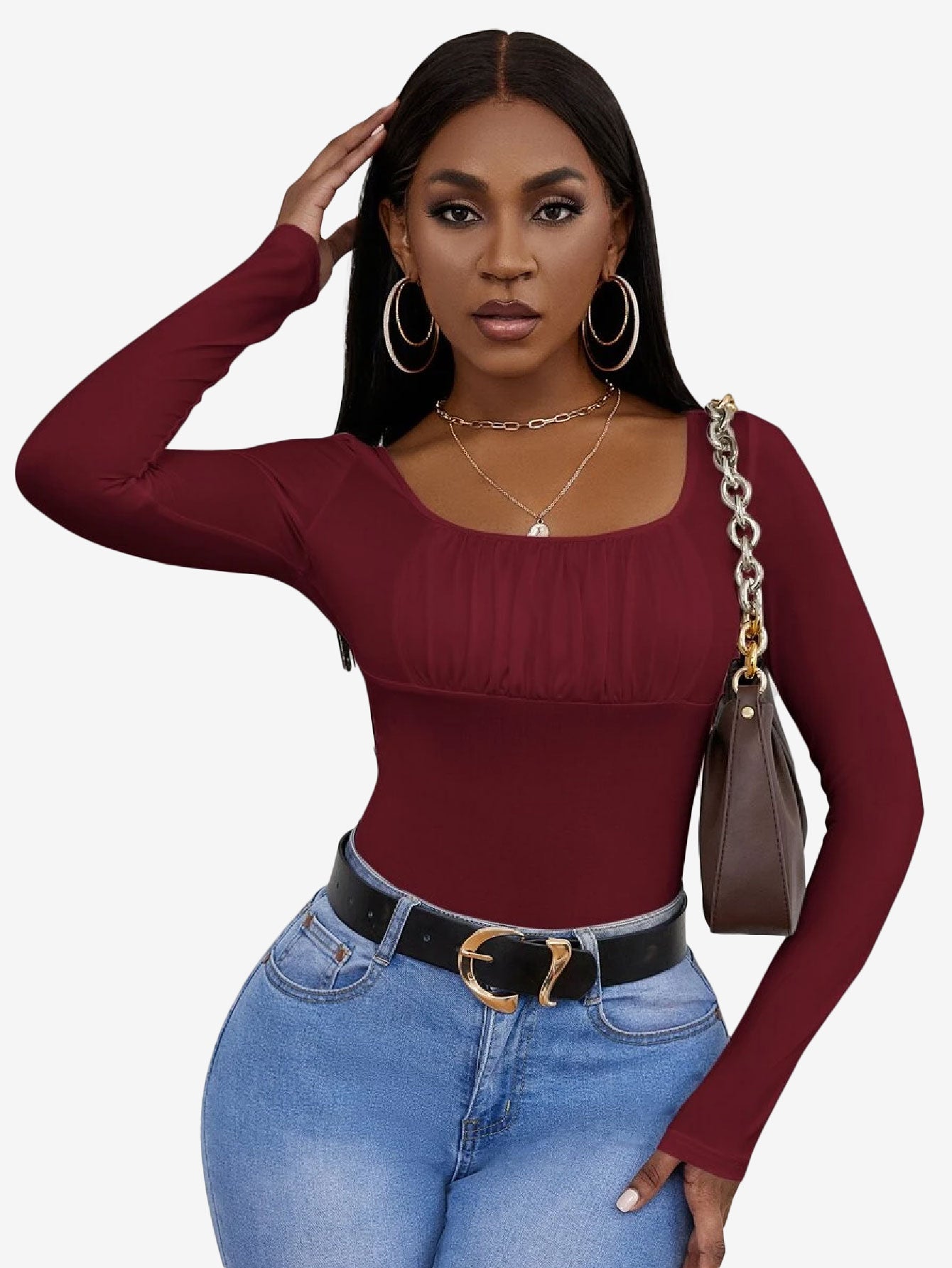 Allure Scoop Neck Ruched Bust Bodysuit