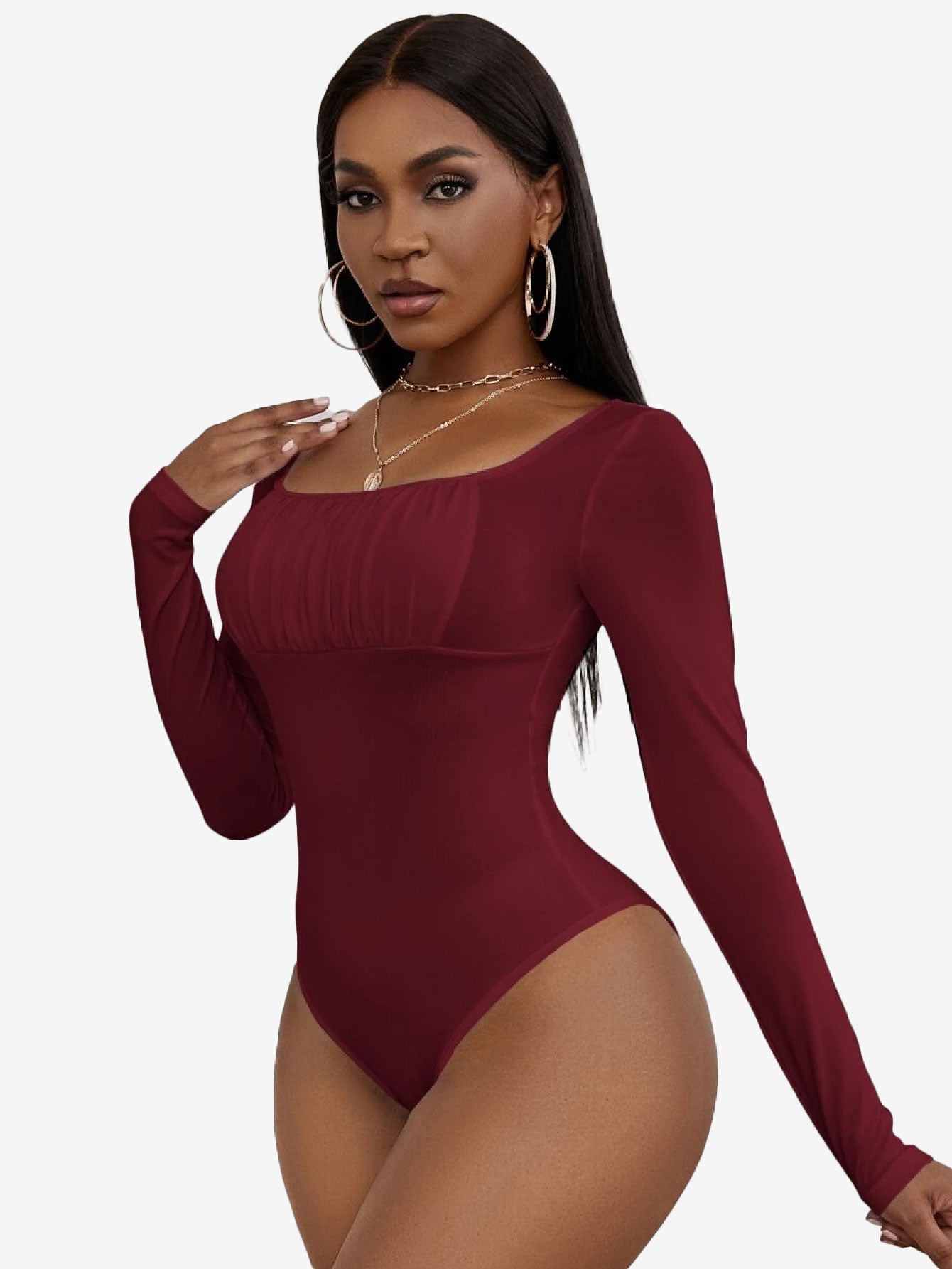 Allure Scoop Neck Ruched Bust Bodysuit