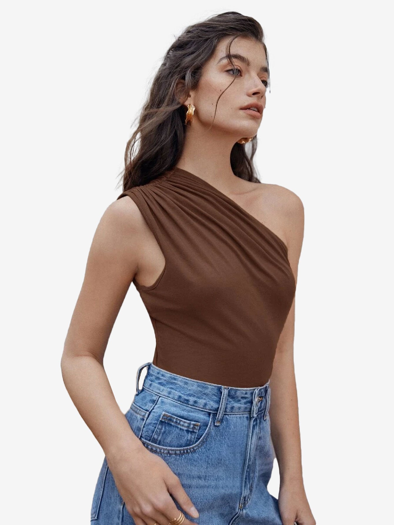 Captivate Ruched One Shoulder Solid Bodysuit