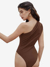 Captivate Ruched One Shoulder Solid Bodysuit