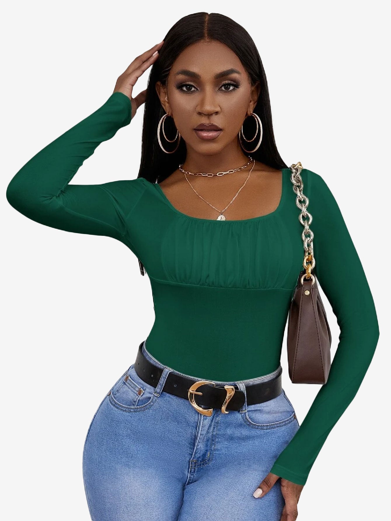 Allure Scoop Neck Ruched Bust Bodysuit