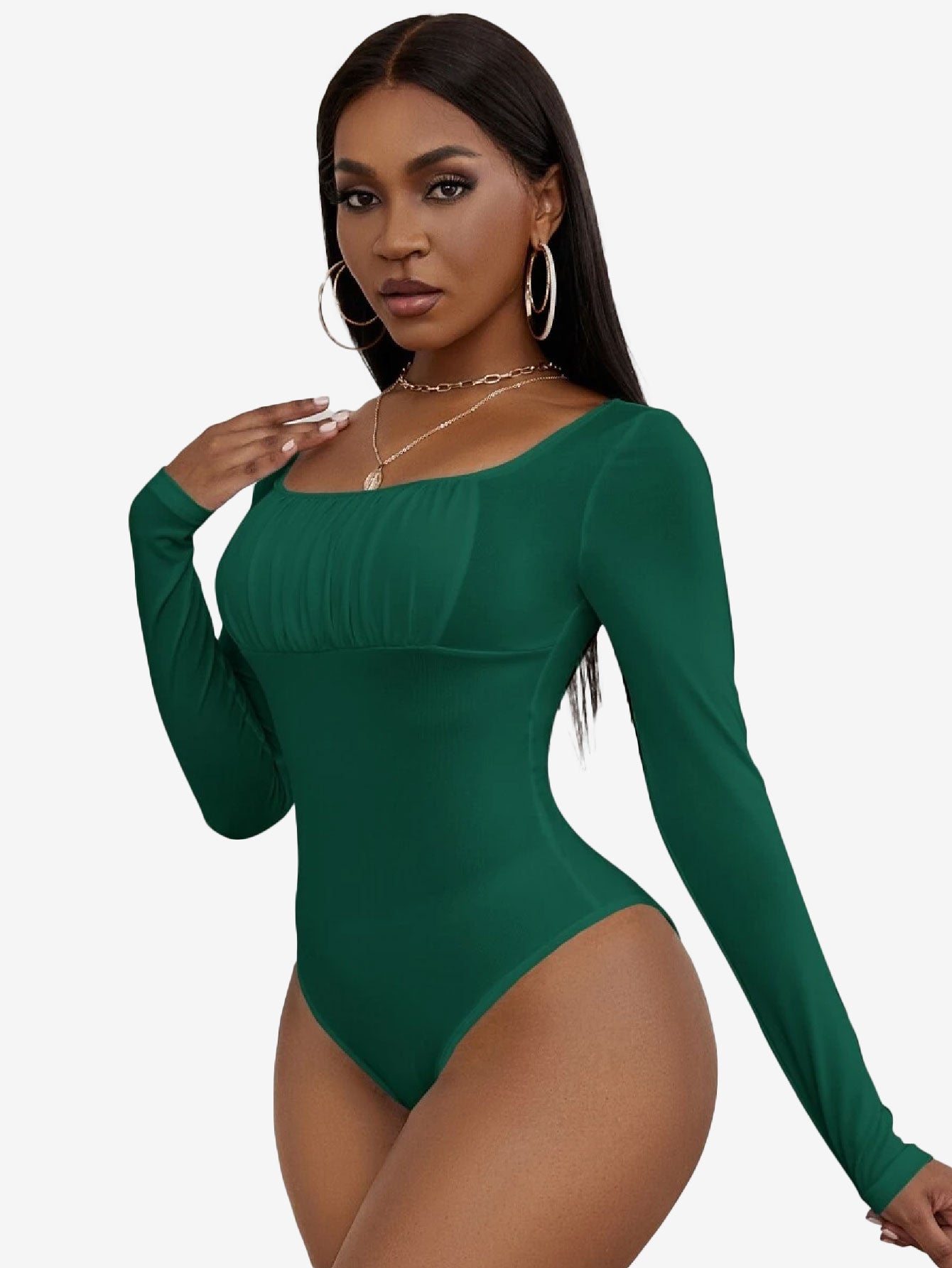 Allure Scoop Neck Ruched Bust Bodysuit
