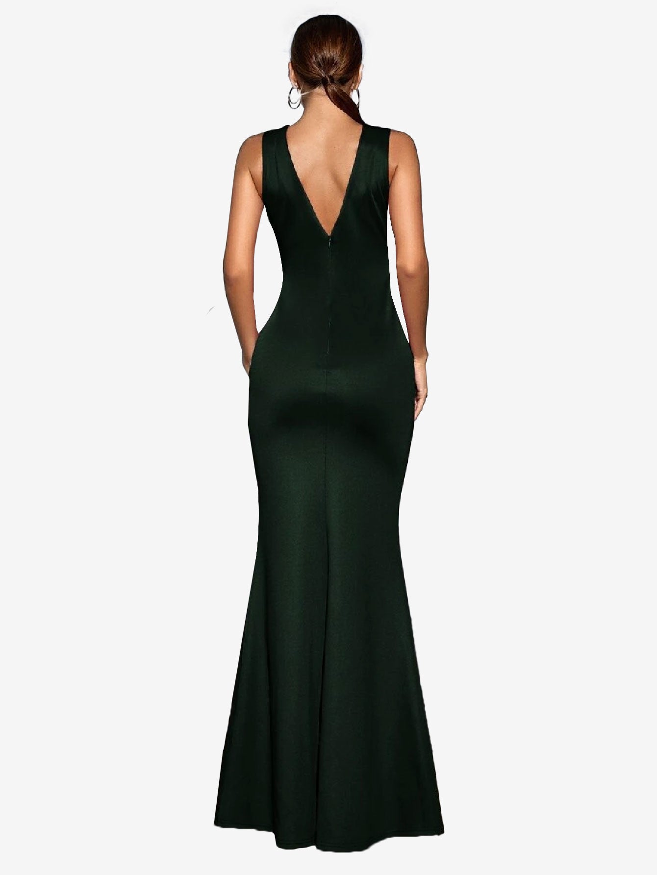 Arouse Surplice Neck Split Thigh Zipper Back Maxi Prom Dress