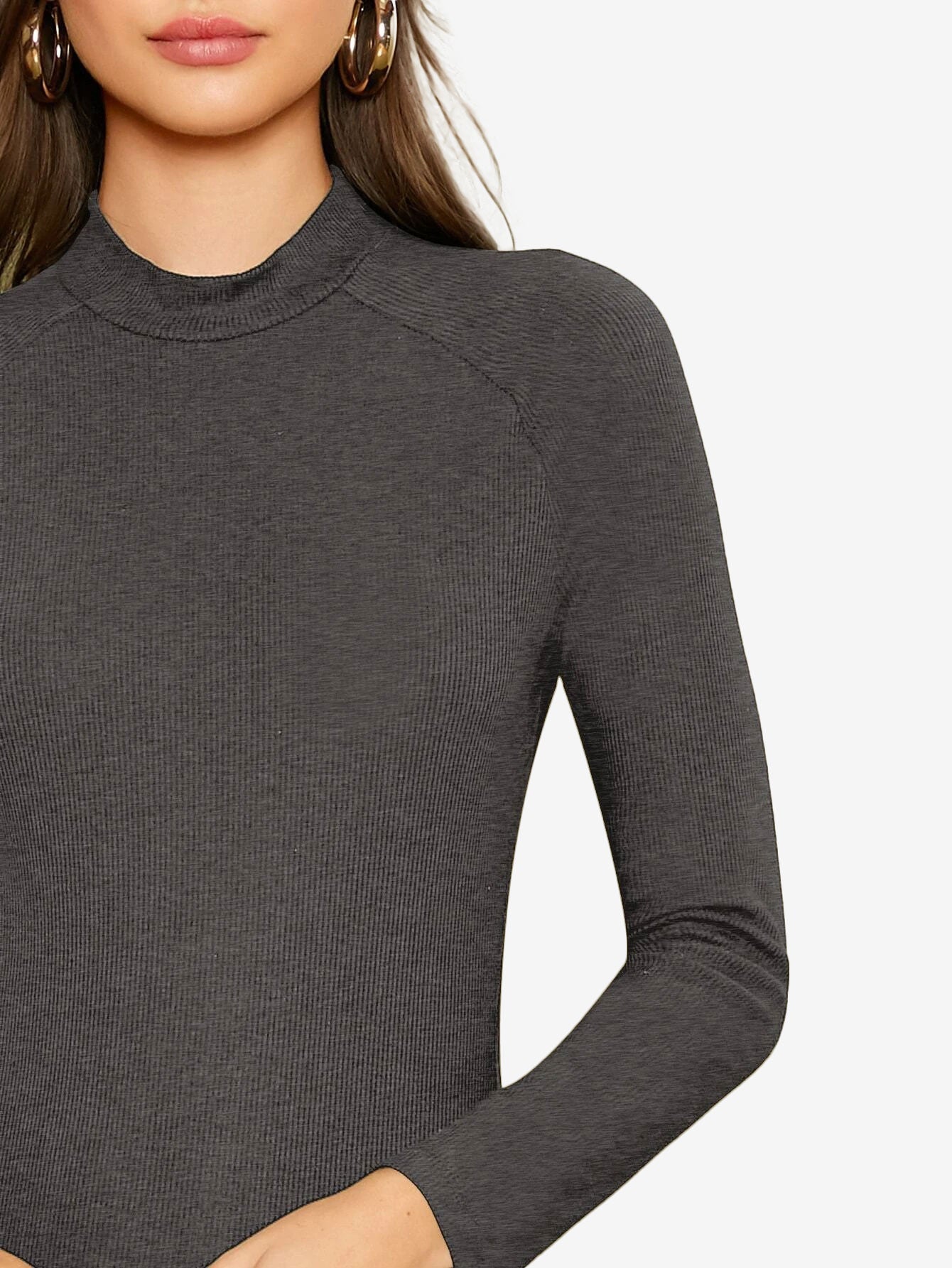 Attractive Mock-Neck Raglan Sleeve Bodysuit