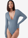 Basic Plunging Neck Solid Fitted Bodysuit