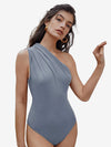 Captivate Ruched One Shoulder Solid Bodysuit