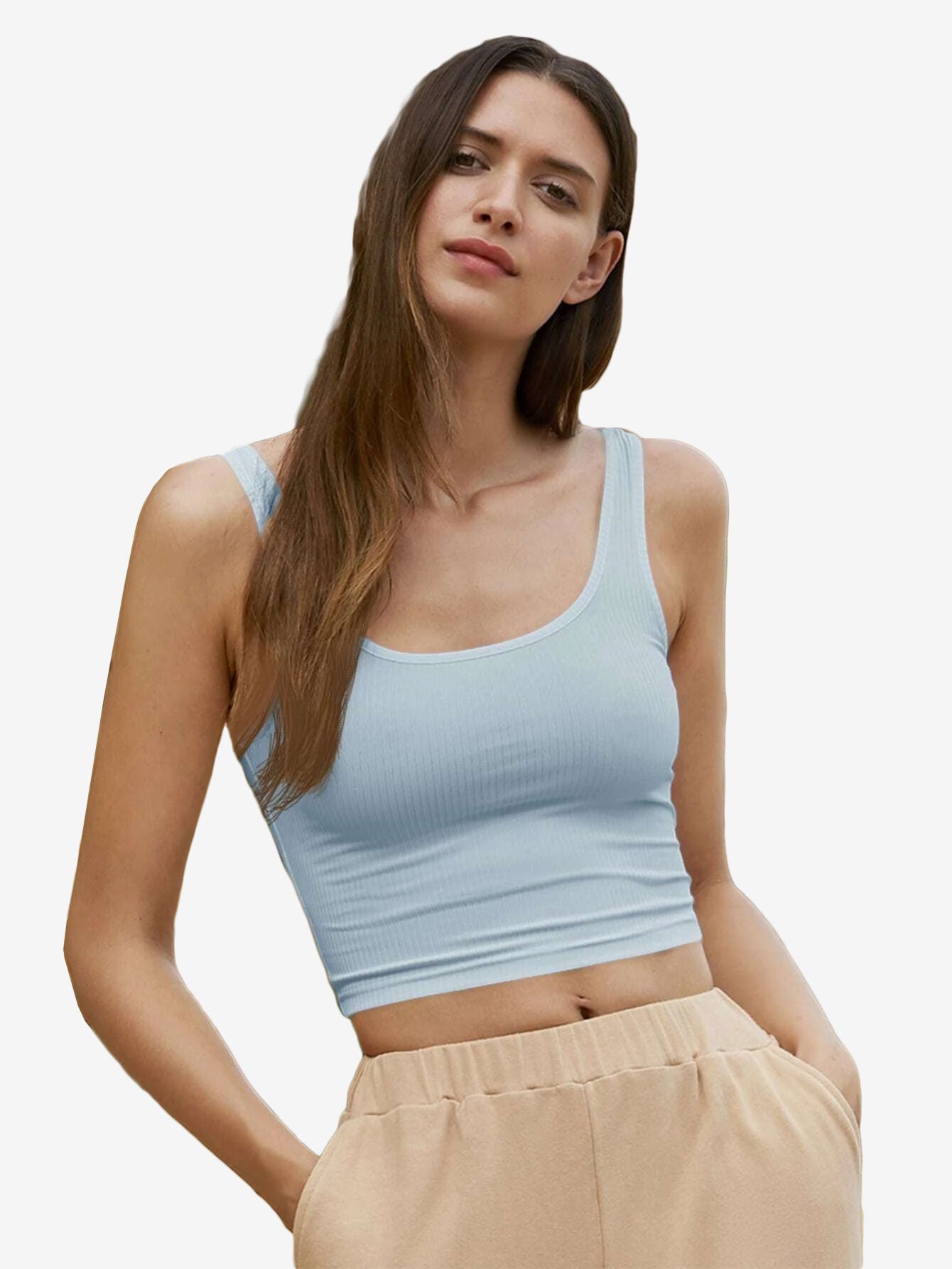 Catchy Rib-knit Crop Tank Top
