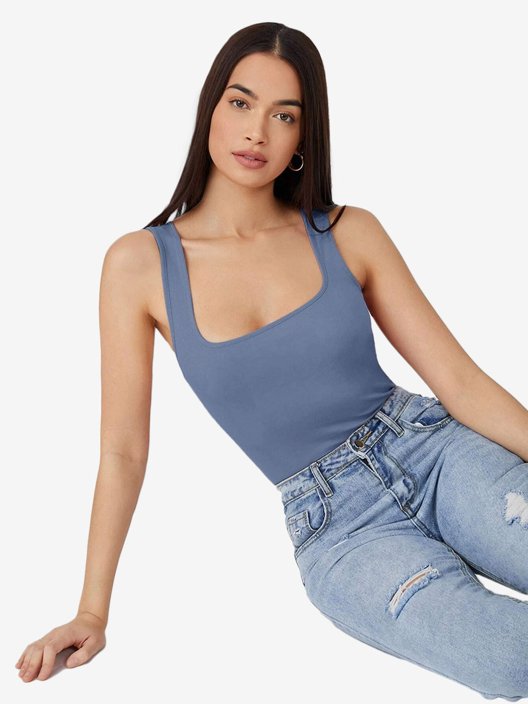 Basics Scoop Neck Solid Tank Top